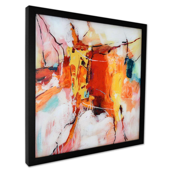 Abstraktes Gemälde auf Plexiglas rot, orange, rosa. 64 x 64 cm - Designerobjekte.com