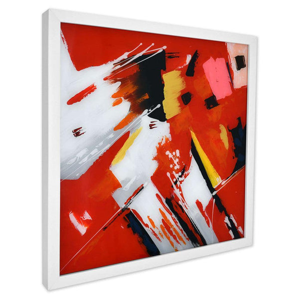 Abstraktes Gemälde auf Plexiglas rot, weiß, schwarz. 64 x 64 cm - Designerobjekte.com