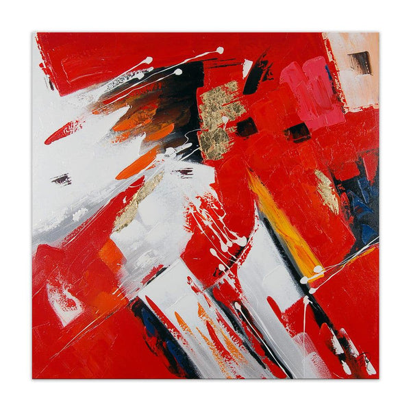 Abstraktes Gemälde rot und weiss. 100x100 cm. Handgemalt. - Designerobjekte.com