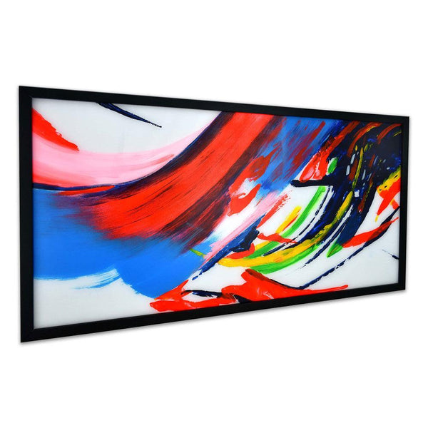 Abstraktes mehrfarbiges Gemälde auf Plexiglas. 64 x 124 cm - Designerobjekte.com