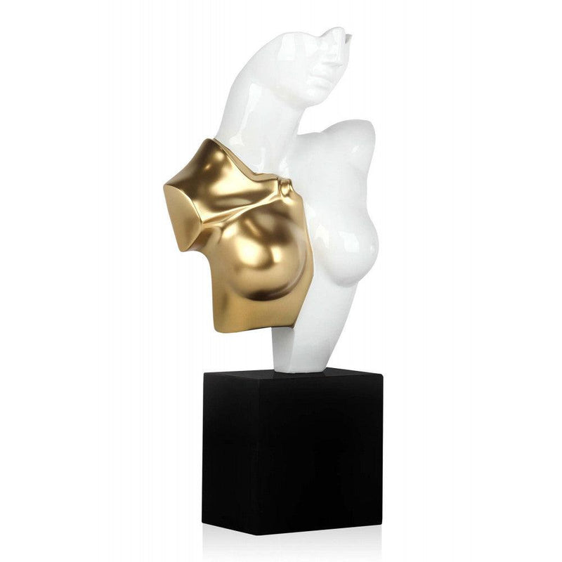 Amazonen - Büste weiß und gold. Moderne figurative Skulptur aus lackiertem Kunstharz - Designerobjekte.com