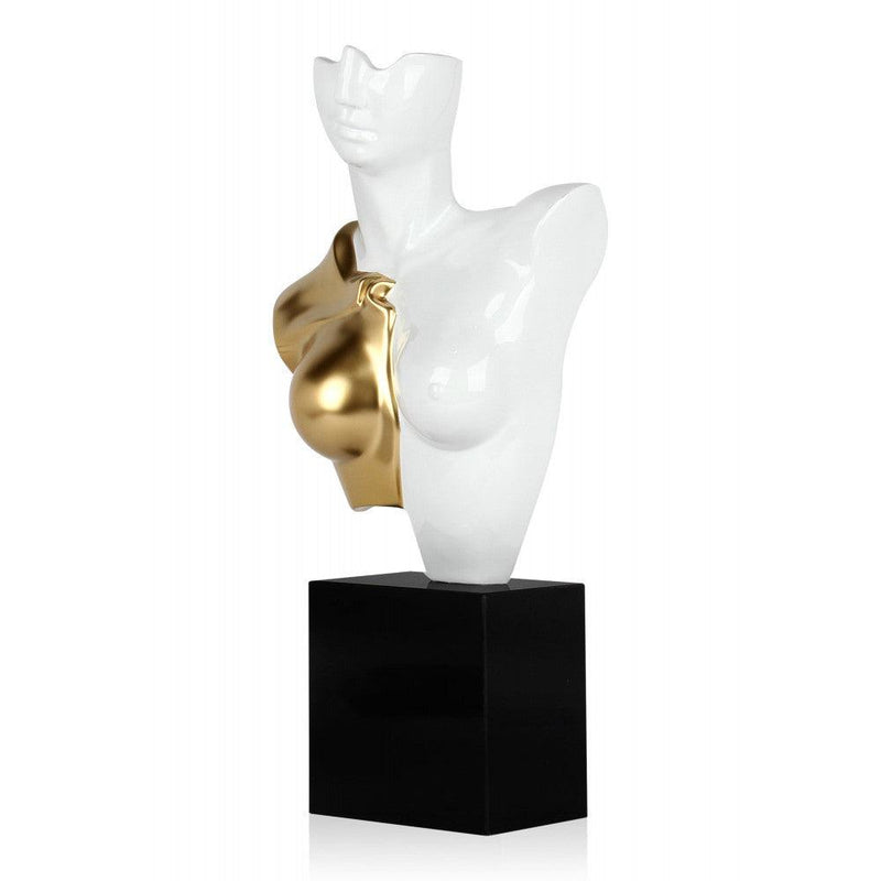 Amazonen - Büste weiß und gold. Moderne figurative Skulptur aus lackiertem Kunstharz - Designerobjekte.com