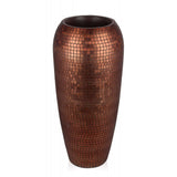 Amphorenvase. 87 x 41 x 41 cm. Neoklassizistische Vase aus Glasfaserkunststoff, verziert mit Mosaik aus bronzefarbenem Glas - Designerobjekte.com