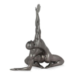 Anrufung anthrazit. Moderne figurative Skulptur aus Harz, Metalleffekt - Designerobjekte.com