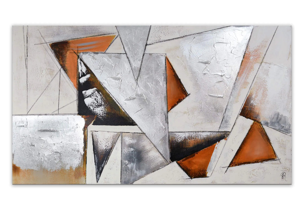 Handgemaltes modernes abstraktes Gemälde in Silber und Gold, 80x140 cm, auf Leinwand mit Hochglanz-Finish. Ideal für stilvolle Wohnräume.