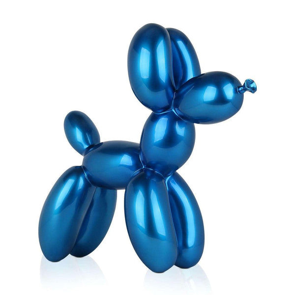 Ballon - Hund blau. 46 x 50 x 18 cm. Pop Art-Skulptur aus Kunstharz, Metalleffekt - Designerobjekte.com