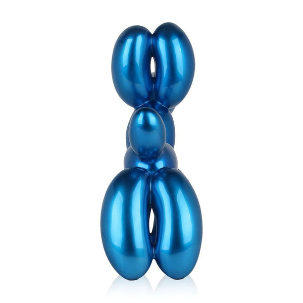 Ballon - Hund blau. 46 x 50 x 18 cm. Pop Art-Skulptur aus Kunstharz, Metalleffekt - Designerobjekte.com