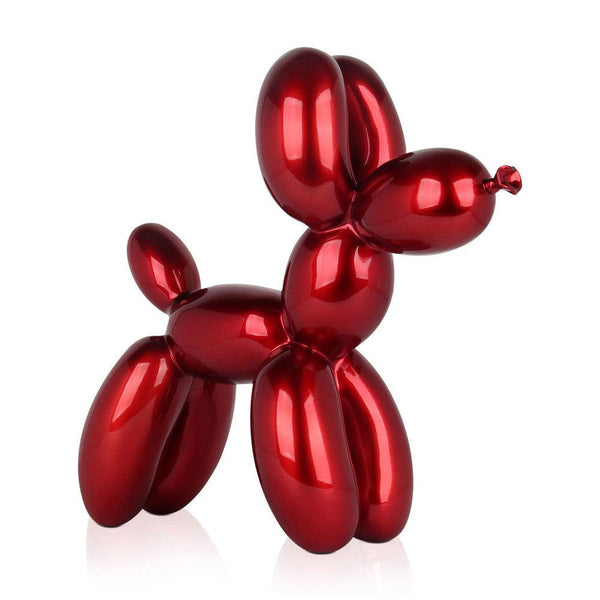 Ballon - Hund rot Metallic. Pop Art-Skulptur aus Kunstharz, Metalleffekt - Designerobjekte.com