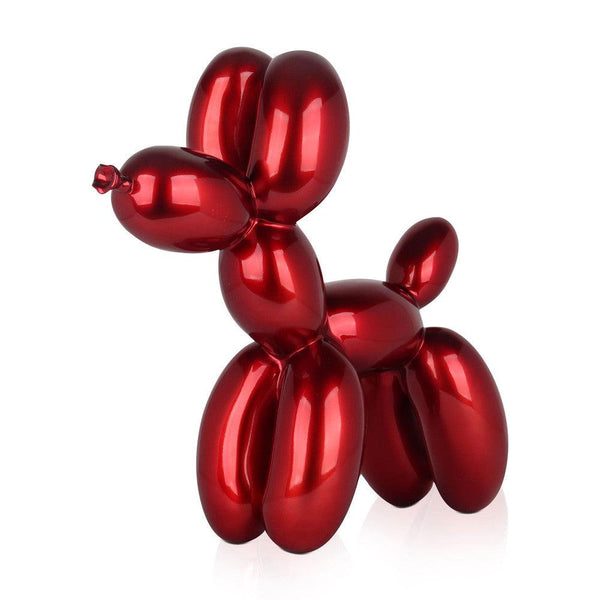 Ballon - Hund rot Metallic. Pop Art-Skulptur aus Kunstharz, Metalleffekt - Designerobjekte.com