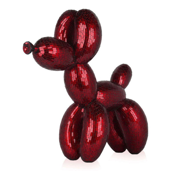 Ballon Hund rot. Skulptur aus Glasmosaik. 60 x 63 x 23 cm - Designerobjekte.com