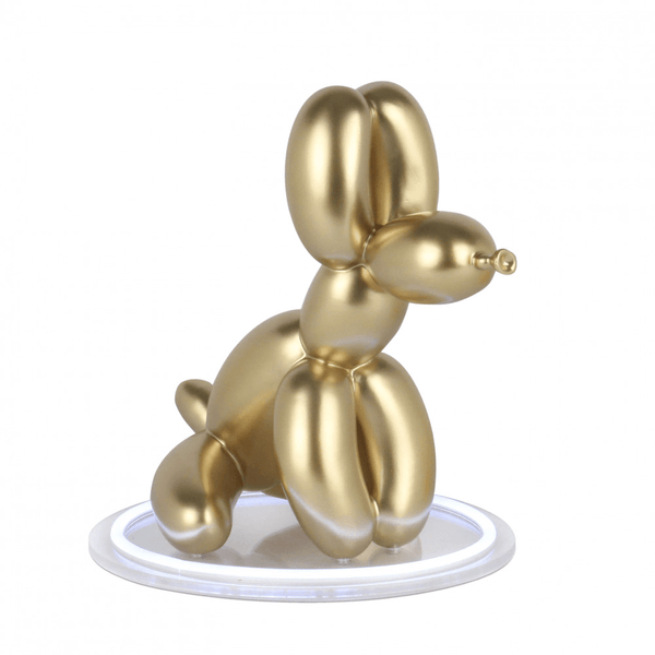 Ballonhund gold. LED-Tischlampe Skulptur Pop Art aus Harz Metalleffekt - Designerobjekte.com