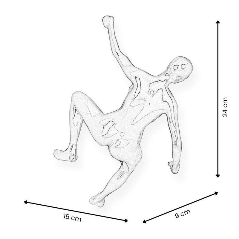 Bergsteigerin 3 anthrazit. Moderne figurative Skulptur aus Metalleffekt Harz, zum Aufhängen an der Wand - Designerobjekte.com