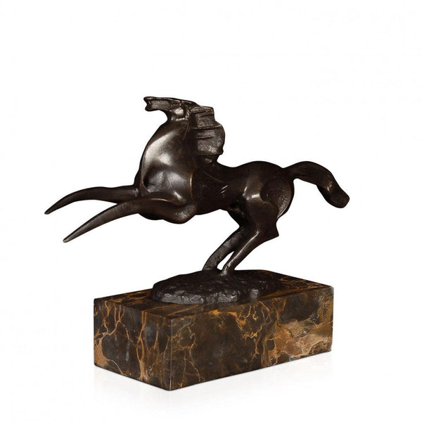 Bronzestatue Pferd klein. Moderne Skulptur aus patinierter Bronze mit Marmorsockel - Designerobjekte.com