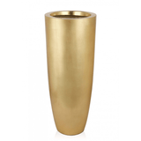 Bullet Designer Vase. Neoklassizistische Vase aus Glasfaserkunststoff, verziert mit goldfarbener Metallfolie - Designerobjekte.com