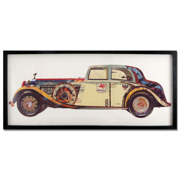 Collage - Bild Oldtimer. 55 x 120 cm. 3D-Effekt-Bild in Collagetechnik, gerahmt und geschützt durch eine Glasfront - Designerobjekte.com