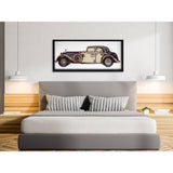 Collage - Bild Oldtimer. 55 x 120 cm. 3D-Effekt-Bild in Collagetechnik, gerahmt und geschützt durch eine Glasfront - Designerobjekte.com