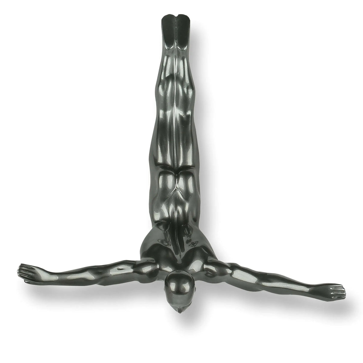 Moderne Figurative Skulptur Taucher aus Kunstharz mit Metalleffekt, 28x28x9cm - Die faszinierende Silberoptik der Skulptur und der Metalleffekt zur Verschönerung jedes Raumes.