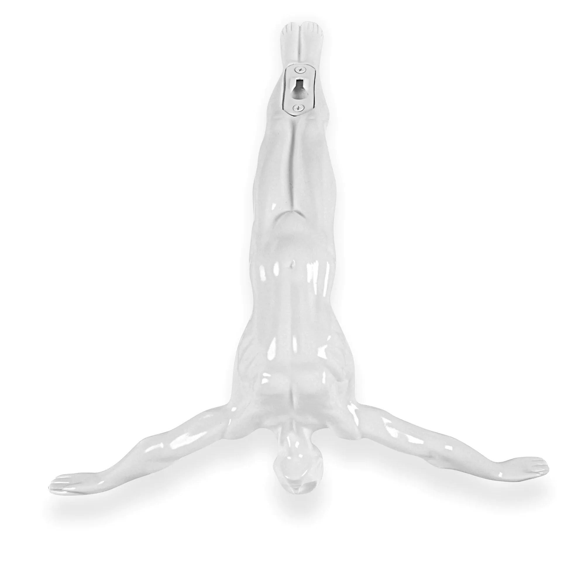 Vielseitige moderne weiße Taucher Skulptur zum Aufhängen, handgefertigte Figur, ideal für kreative Raumgestaltungen.