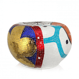 Dekorierte Glasskulptur Pop Art. Couchtisch oder Hocker dekoriert mit Glasmosaik - Designerobjekte.com