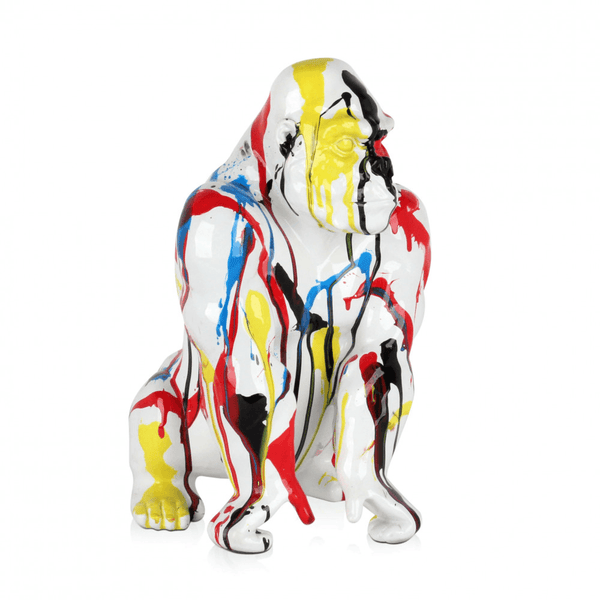 Designer Skulptur Pop Art Utan aus Harz, von Hand dekoriert - Designerobjekte.com