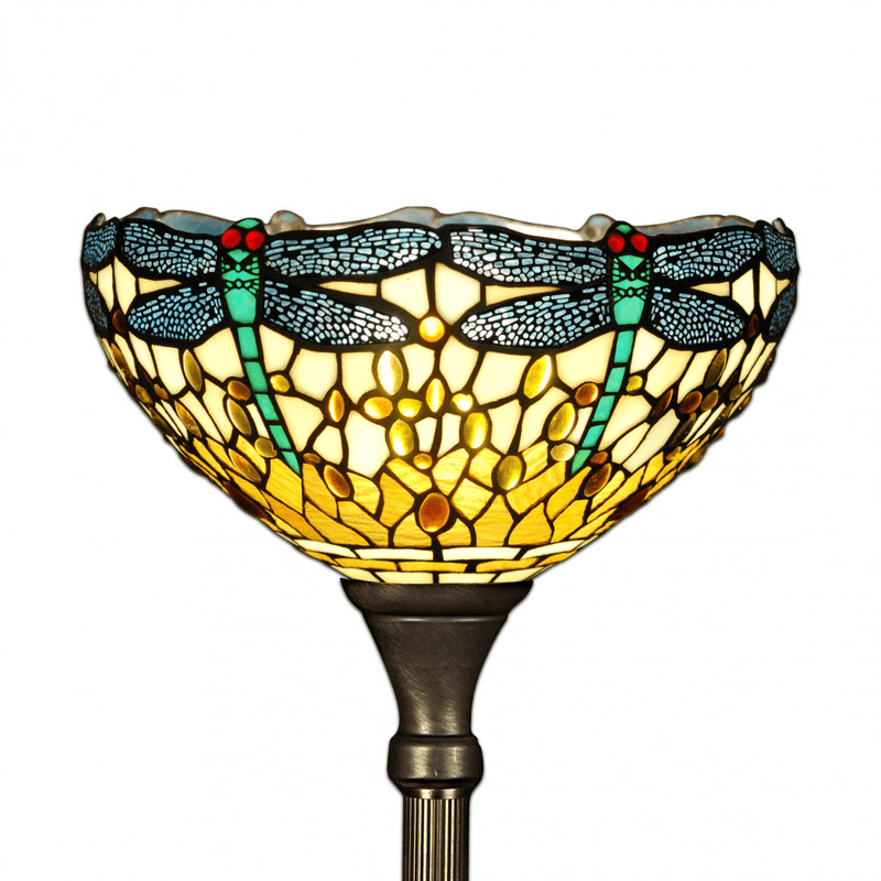 Designer Tiffany Deckenfluter Lampe Libelle gelb - Designerobjekte.com