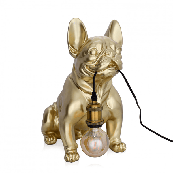 Designer Tischlampe Lampe französische Bulldogge gold - Designerobjekte.com