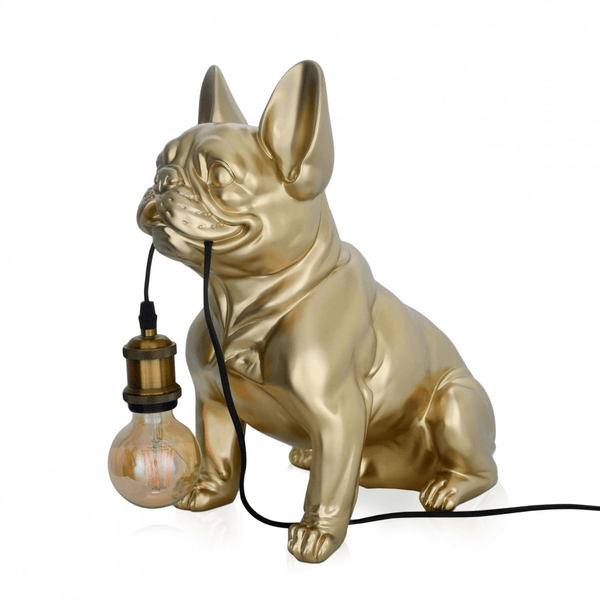 Designer Tischlampe Lampe französische Bulldogge gold - Designerobjekte.com