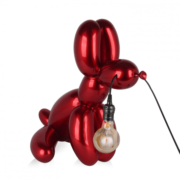 Designer Tischlampe Lampe sitzender Ballonhund rot - Designerobjekte.com