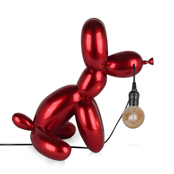 Designer Tischlampe Lampe sitzender Ballonhund rot - Designerobjekte.com