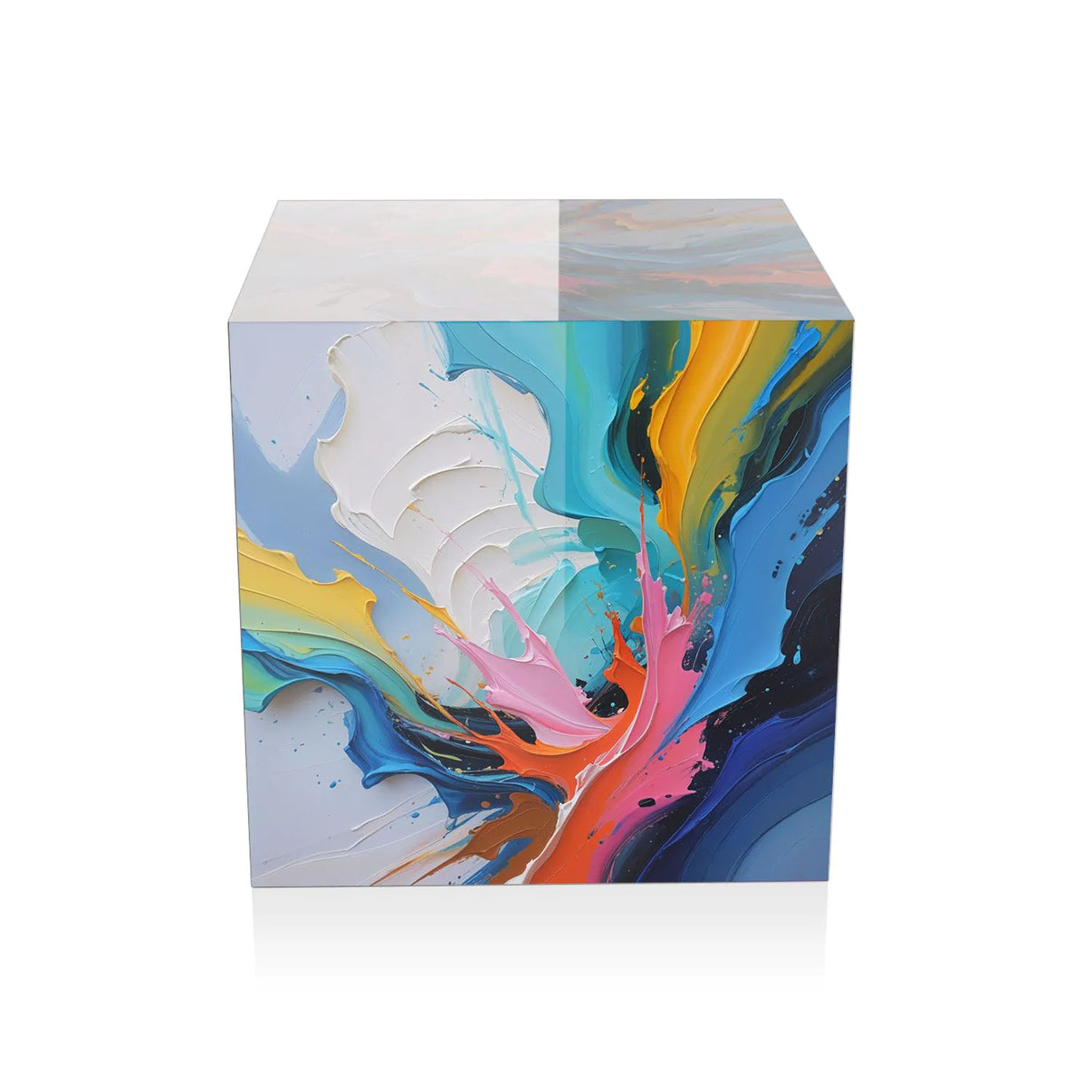Kleiner Tisch Abstrakte Strömungen mit farbenfrohem Design, ideal als Couchtisch oder Beistelltisch im modernen Raum.