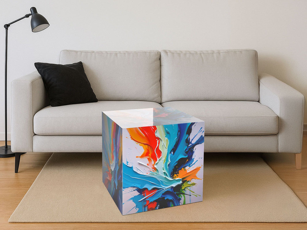 Eleganter Kleiner Tisch Abstrakte Strömungen, multicolor, perfekt als Couchtisch oder Beistelltisch zur Aufwertung Ihrer Einrichtung.