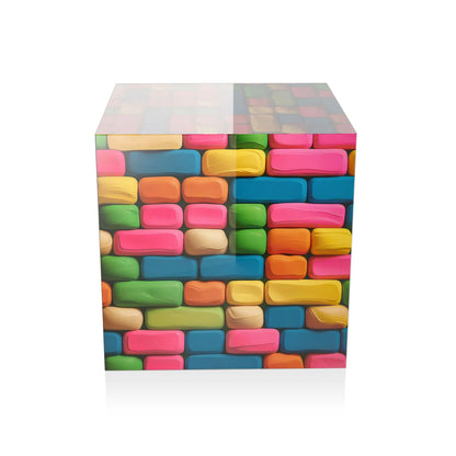 Beistelltisch Bunte Bausteine in 50 x 50 cm mit faszinierendem mehrfarbigem Design, perfekt als modernes Wohnaccessoire für jedes Zimmer.