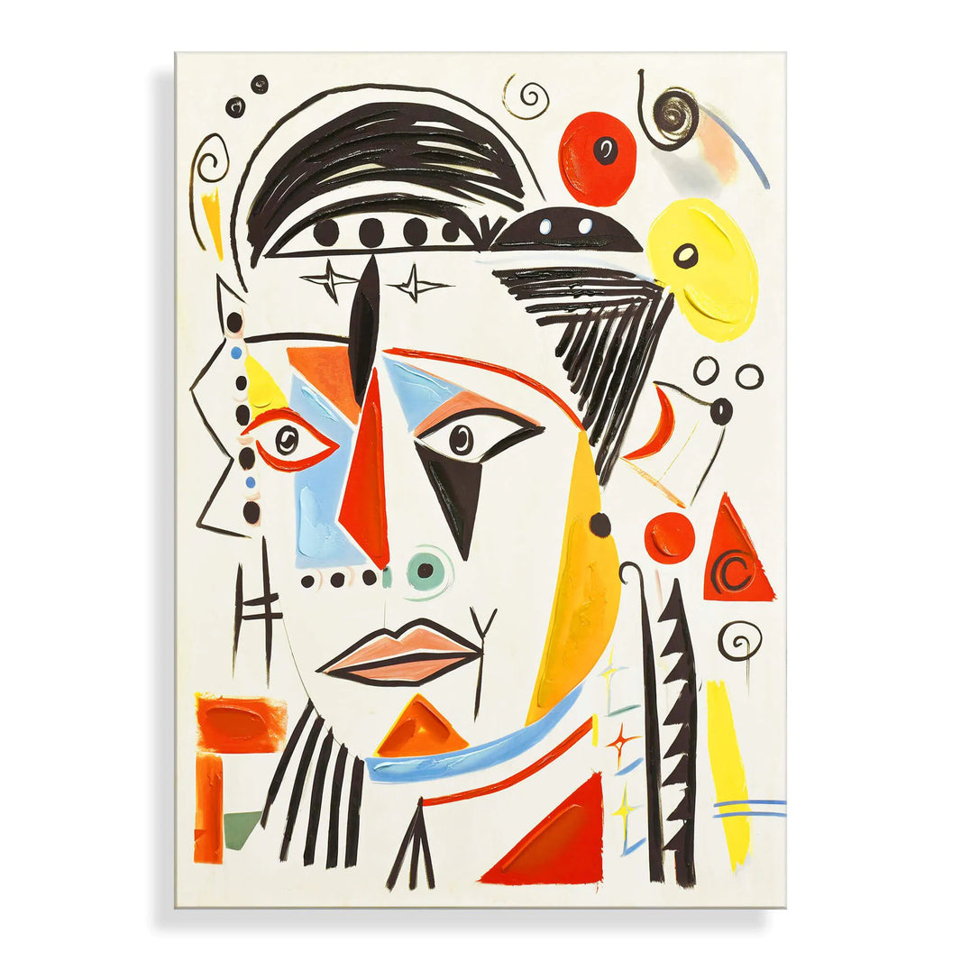 Acrylbild "Hommage an Picasso 2" - Modernes Kunstwerk in hochwertigem Methacrylat mit Zertifikat, das zeitlose Eleganz und lebendige Farben für Ihr Zuhause bietet.