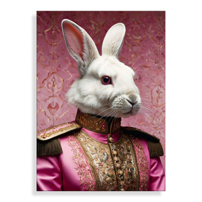 Kunstvolles Acrylbild "Kaninchen Imperial Pink Parade" in elegantem Rosa, das modernen Stil und Tiermotive kombiniert auf einem glänzenden Methacrylat-Panel.