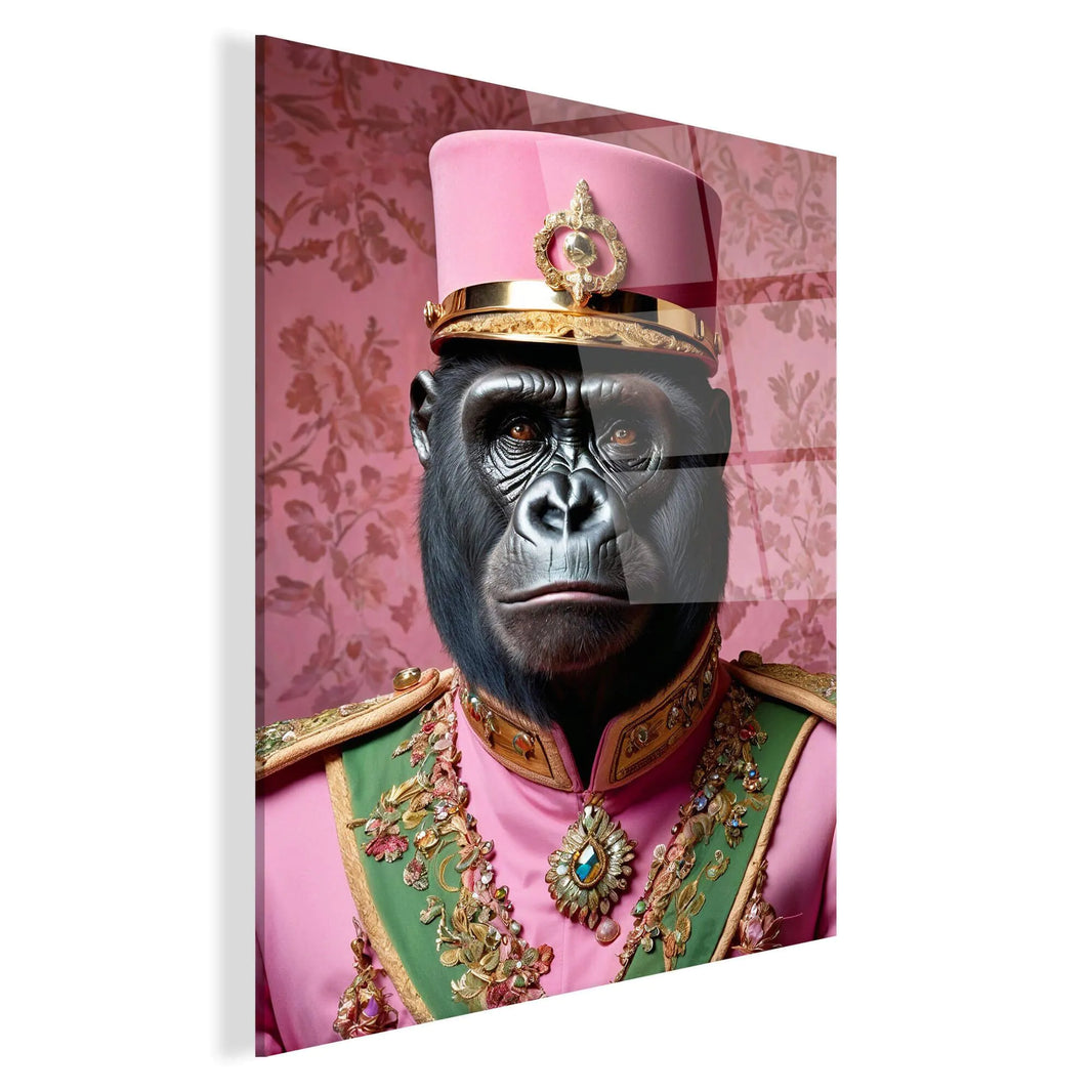 Nahaufnahme des Gorilla Imperial Pink Parade – einzigartiges Acrylbild auf Methacrylat, das den lebendigen rosa Farbton und den polierten Finish zeigt, geeignet für jeden modernen Einrichtungsstil.
