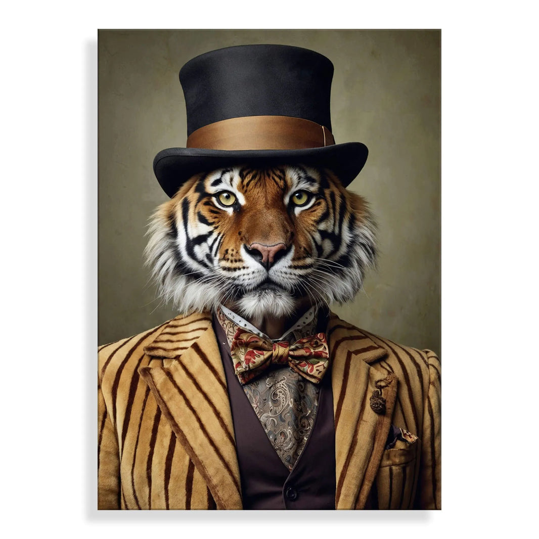 Acrylbild Tiger Noblesse Parade - Elegantes Kunstwerk mit modernem Design und lebendigen Farben, das die majestätische Schönheit des Tigers einfängt.