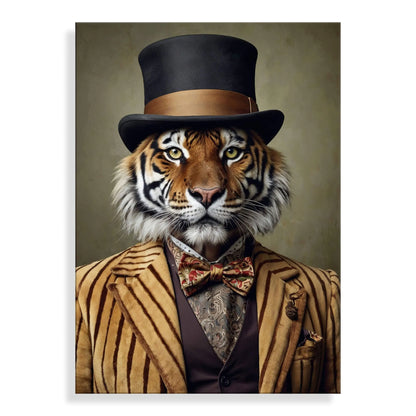 Acrylbild Tiger Noblesse Parade - Elegantes Kunstwerk mit modernem Design und lebendigen Farben, das die majestätische Schönheit des Tigers einfängt.