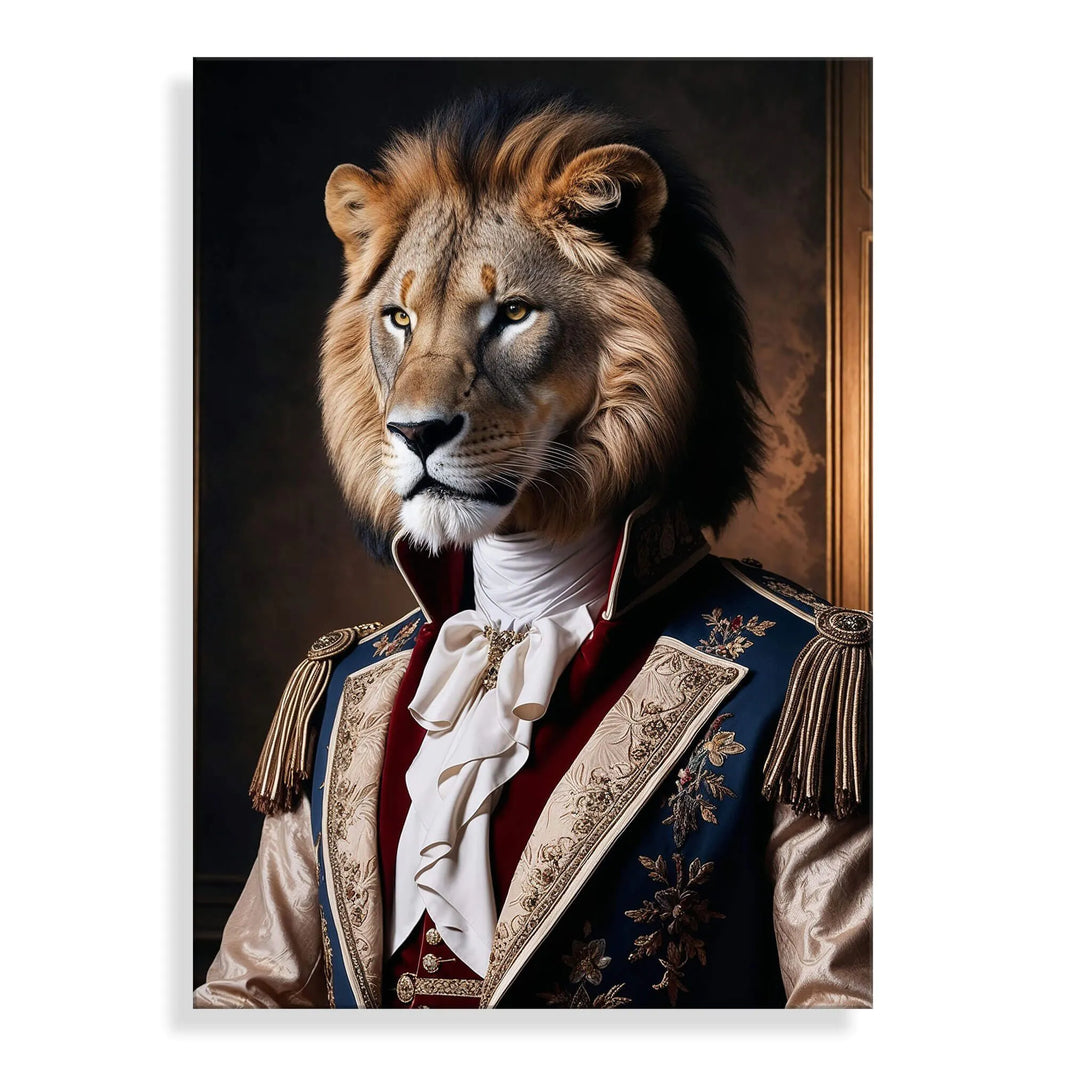 Acrylbild Löwe Noblesse Parade – Majestätische Darstellung eines Löwen auf hochwertigem Methacrylat-Finish für stilvolle Wohnräume.