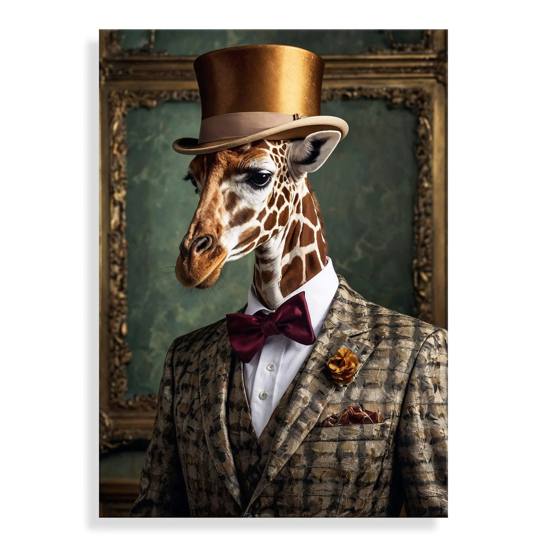 Acrylbild Giraffe Noblesse Parade – Hochwertiger Quadrodruck Auf Methacrylat, ein modernes Wandbild, das eleganten Flair in jedes Zimmer bringt.