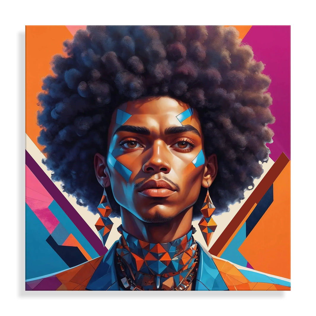 Kunstwerk Afrikanischer Punk Mann Auf Hochwertigem Methacrylat-Panel - Modernes Design, Mehrfarbig, Made in Italy. Ein einzigartiges dekoratives Element, das Helligkeit und Kreativität in Ihr Zuhause bringt.