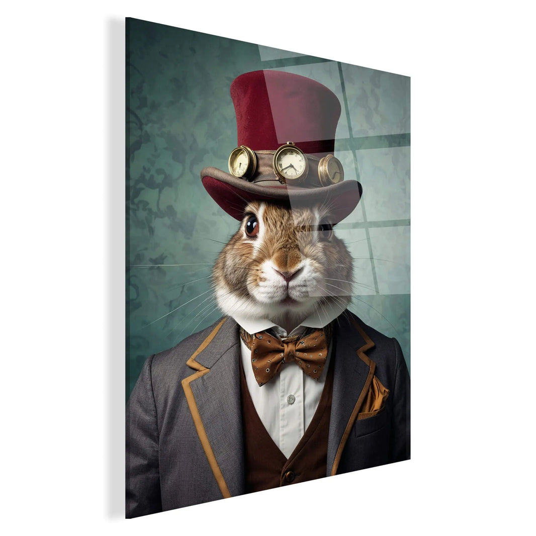 Nahaufnahme des Acrylbildes Kaninchen Noblesse Parade – Stilvolles Kunstwerk mit charmanten Kaninchen, beeindruckende Farben und modernes Design für Ihr Zuhause.