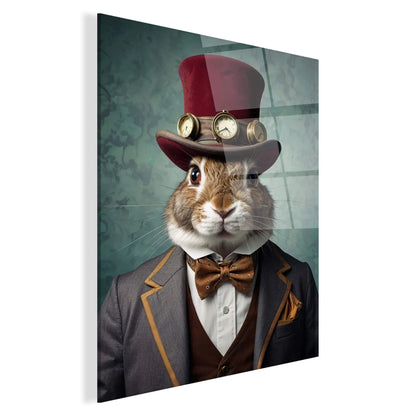 Nahaufnahme des Acrylbildes Kaninchen Noblesse Parade – Stilvolles Kunstwerk mit charmanten Kaninchen, beeindruckende Farben und modernes Design für Ihr Zuhause.
