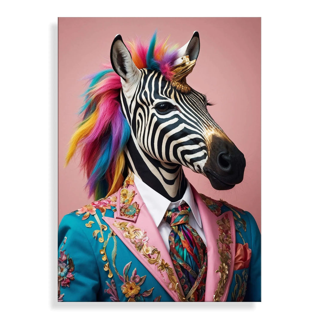 Acrylbild Zebra Parade: modernes Kunstwerk in rosa auf hochwertigem Methacrylat, das mit seiner lebendigen Farbwiedergabe und stilvollen modernen Design eine harmonische Atmosphäre in jedem Raum schafft. Perfekt für Kunstliebhaber und als Deko-Element in Wohnzimmer oder Büros.
