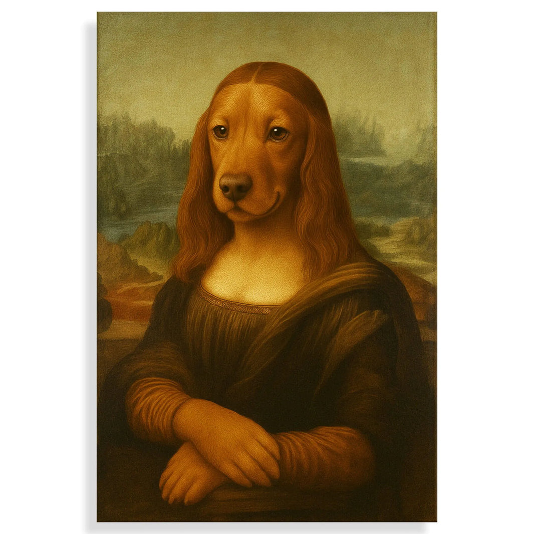 Acrylbild Die Cagno Lisa – Modernes Quadrodruck Kunstwerk Auf Hochglänzendem Methacrylat, elegante und lebendige Darstellung eines Tiers, das jeden Raum aufwertet.
