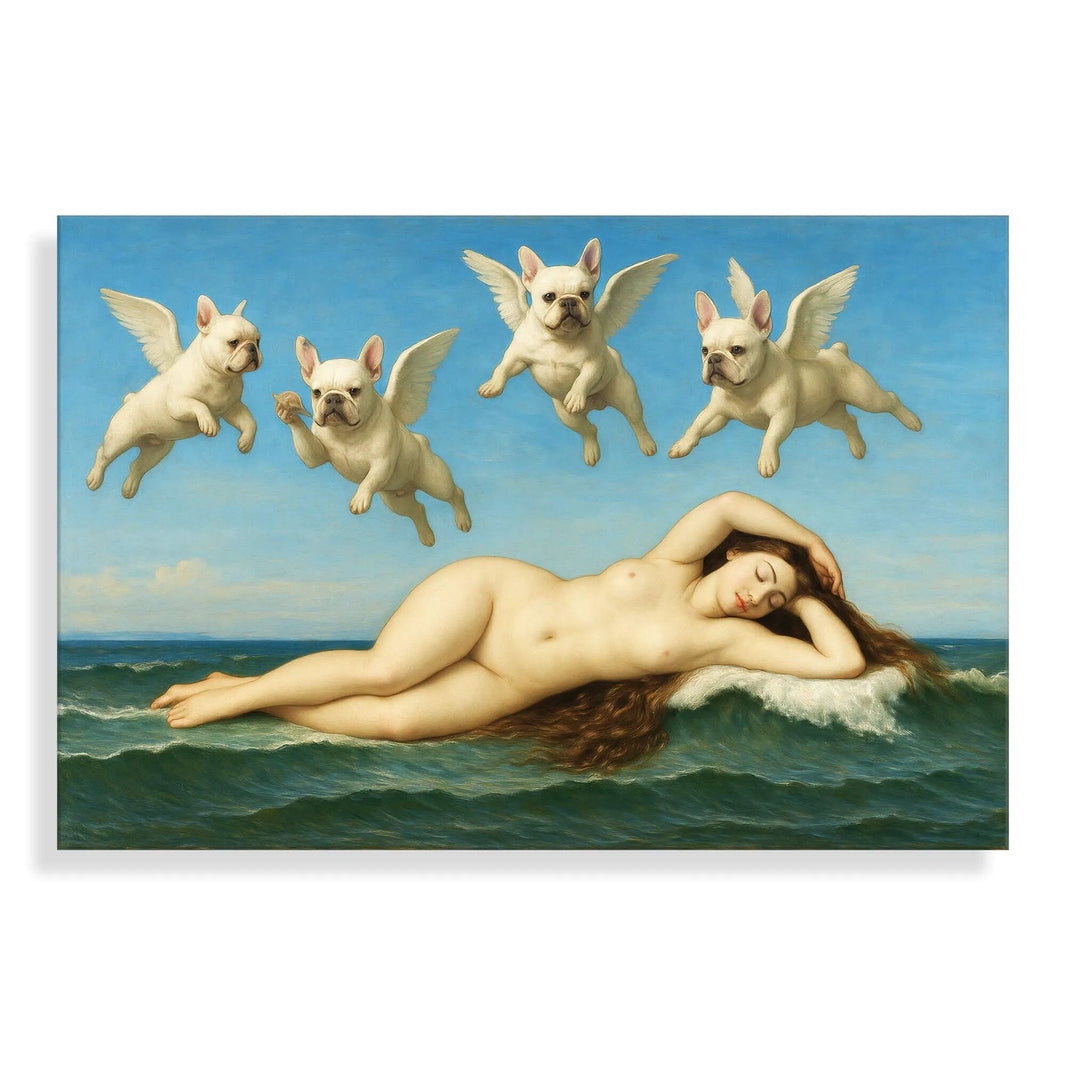 Acrylbild "Die Nadita" auf Methacrylat-Panel in Hellblau, modernes Design und exklusive Designerqualität, die Eleganz und Raffinesse in Ihren Raum bringt.