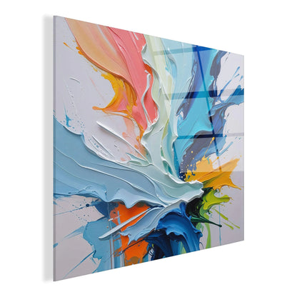 Moderne Acrylbild "Unterbrochener Fluss" auf glänzendem Methacrylat-Panel, präsentiert in lebendigen Farben und modernem Stil - perfekte abstrakte Kunst für Ihr Zuhause oder Büro.