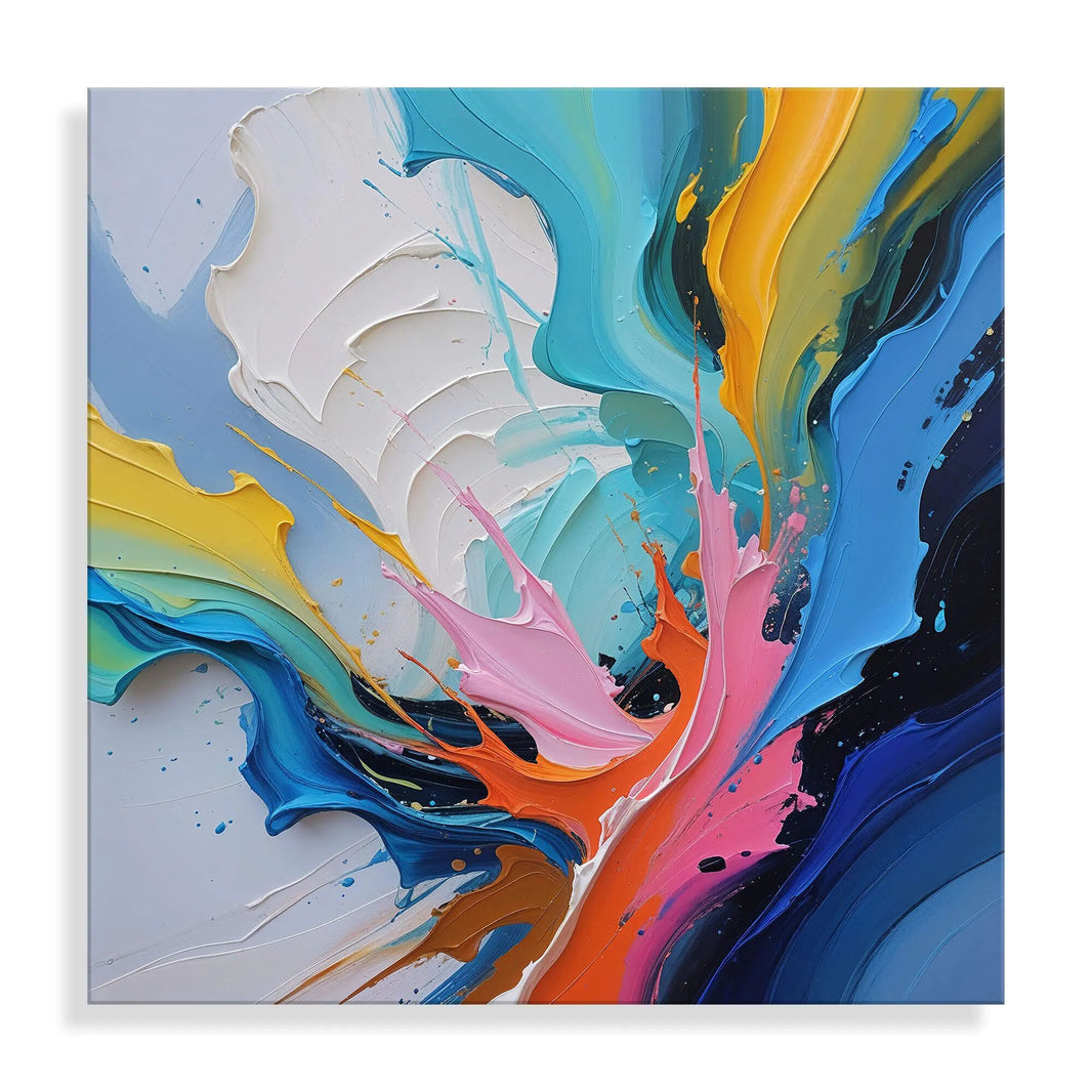 Abstraktes Acrylbild Schräger Fluss - Ein modernes Methacrylat Panel mit einer polierten Oberfläche, das lebendige Farben bring und jedem Raum Lebendigkeit verleiht.
