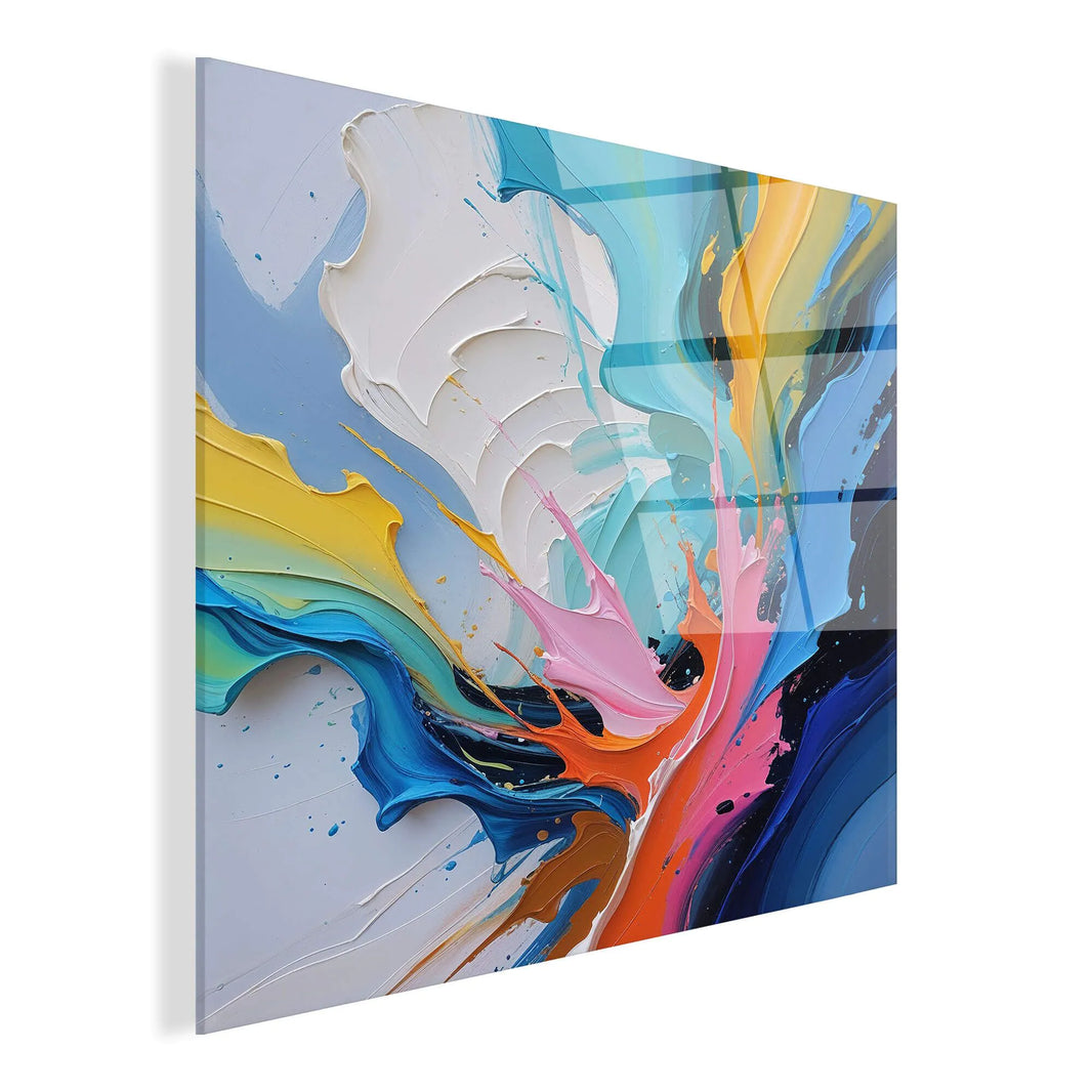 Abstraktes Acrylbild Schräger Fluss - Hochwertiges Kunstwerk mit außergewöhnlicher Farbsättigung, hergestellt mit Quadrodruck auf Methacrylat, ideal für zeitgenössische Wohnräume.
