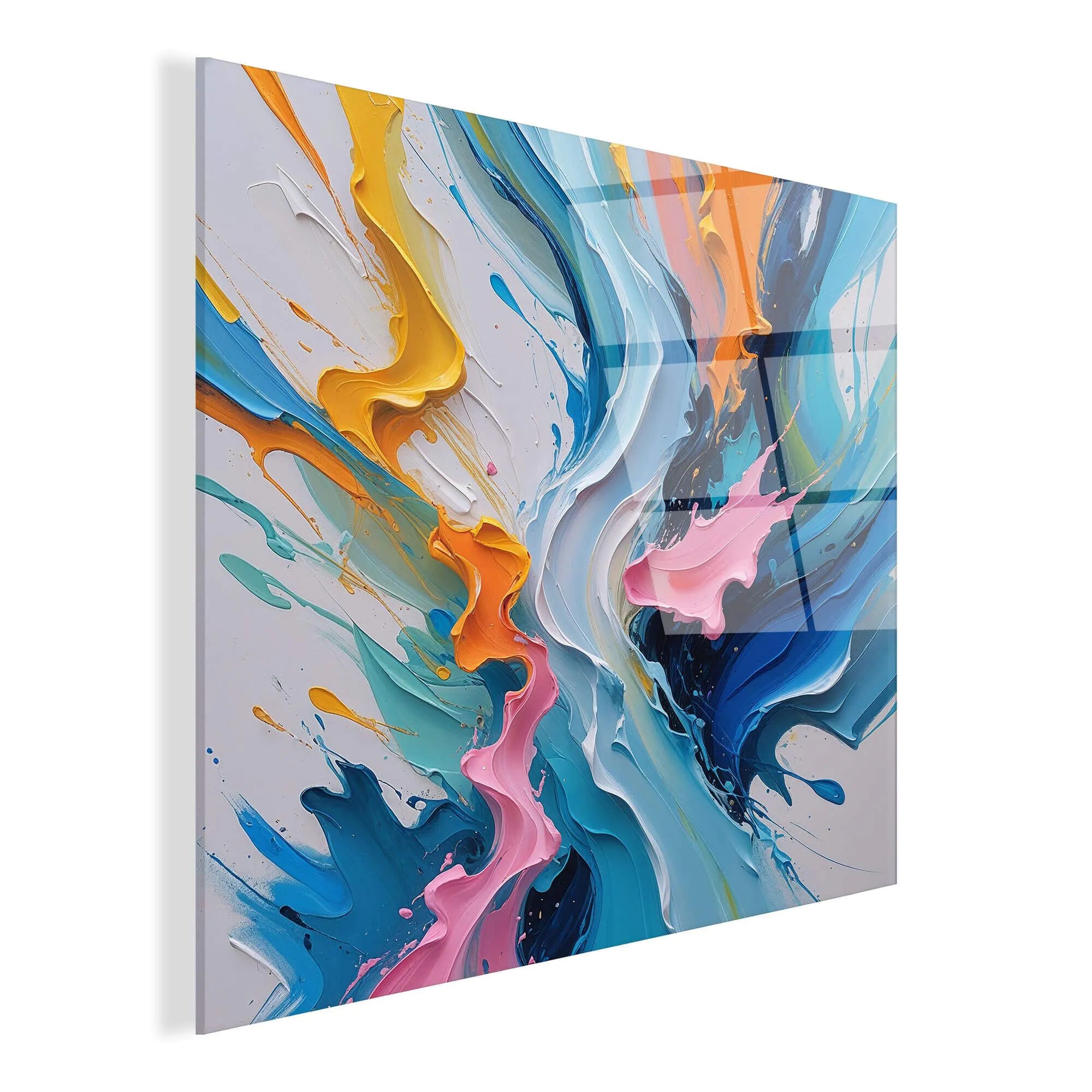 Detailansicht des Acrylbildes "Vibrierender Fluss" von Künstlern Paolo und Edgar, zeigt lebendige Farben und hochwertige Verarbeitung, perfektes Geschenk für Kunstliebhaber.