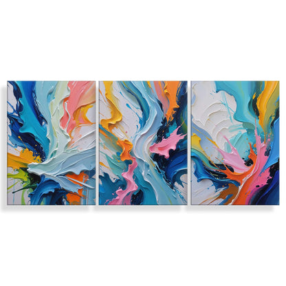 Dreiteiliges Acrylbild Flüsse. Modernes Design. Hochwertige Acryl-Oberfläche. Made in Italien. 70x150 Cm.